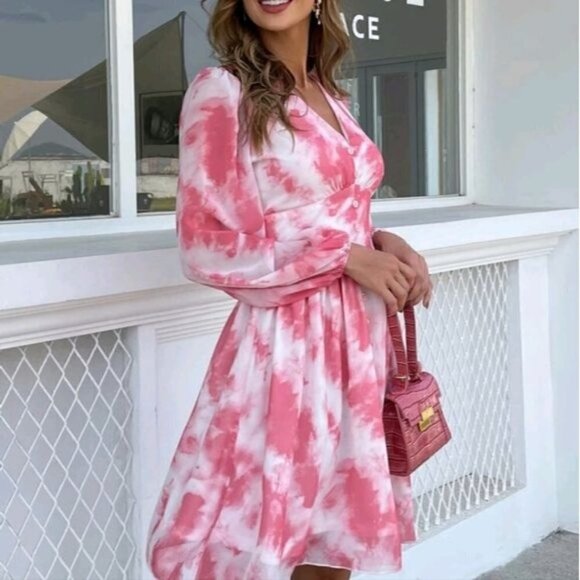 BOHO PINK TIE DYE DRESS - Picture 5 of 11